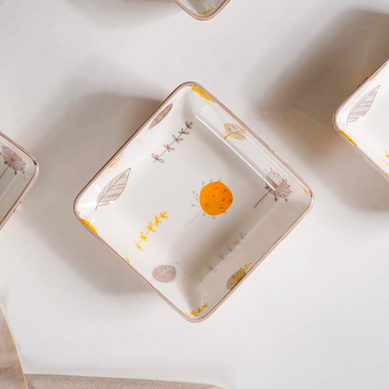 Dandelion Square Snack Bowl Set Of 4 600ml - Microwave safe bowls, serving bowls, square bowls,large bowls, serving dishes