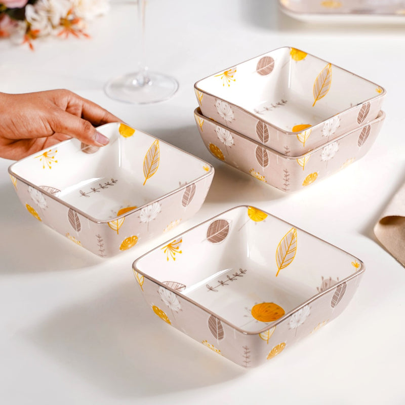 Dandelion Square Snack Bowl Set Of 4 600ml - Microwave safe bowls, serving bowls, square bowls,large bowls, serving dishes