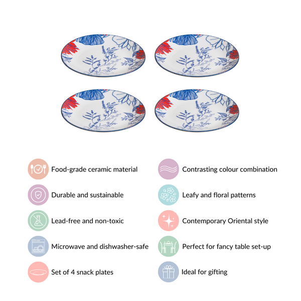 Oriental Blossom Snack Plates Set Of 4 7 Inch