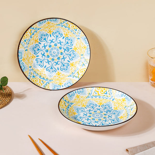 Mandala Ceramic Snack Plate Set Of 2 8 Inch