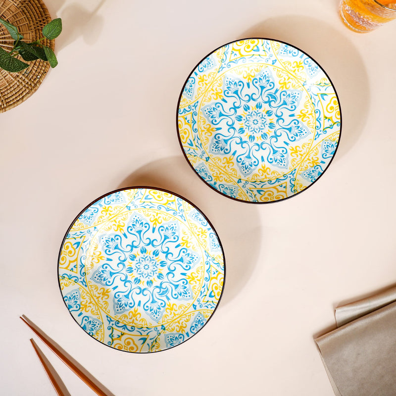 Mandala Ceramic Snack Plate Set Of 2 8 Inch - Snack plates, small plates, ceramic snack plates, side plates, starter plates, snack plates set