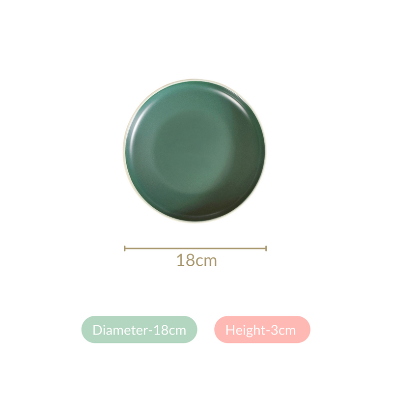 Zoella Ceramic Side Plates Set Of 4 Green 7 Inch - Snack plates, small plates, ceramic snack plates, side plates, snack plates set