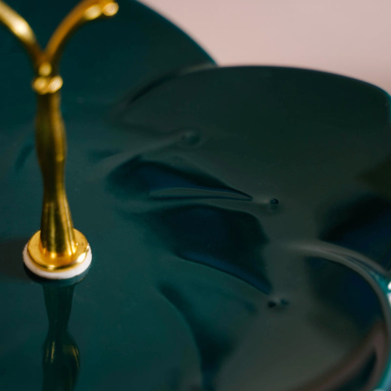 Teal Tantrum Flower 3-tier Snack Stand