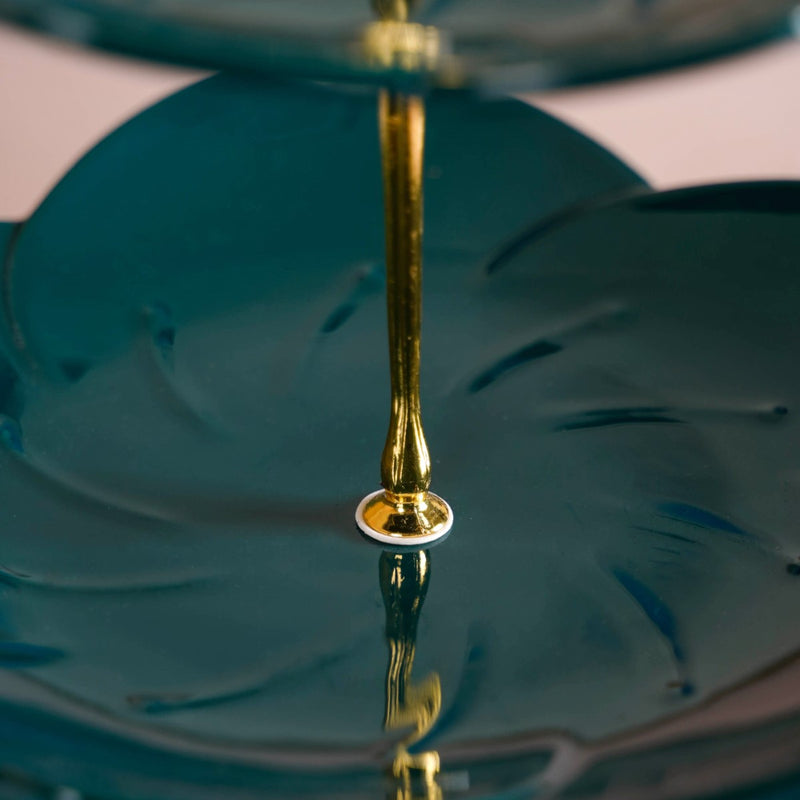 Teal Tantrum Flower 3-tier Snack Stand