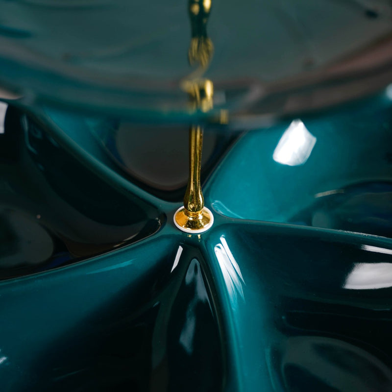 Teal Tantrum Flower 3-tier Snack Stand