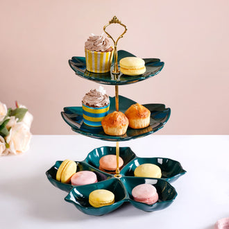 Teal Tantrum Flower 3-tier Snack Stand