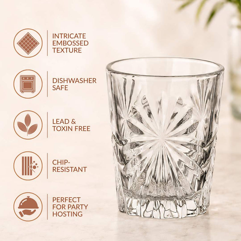 Snowflake Embossed Shot Glass Set Of 12 55ml