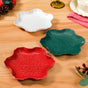 Set Of 3 Snowflake Ceramic Snack Plates