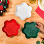 Set Of 3 Snowflake Ceramic Snack Plates