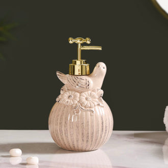 Beige Bird Design Ceramic Liquid Dispenser