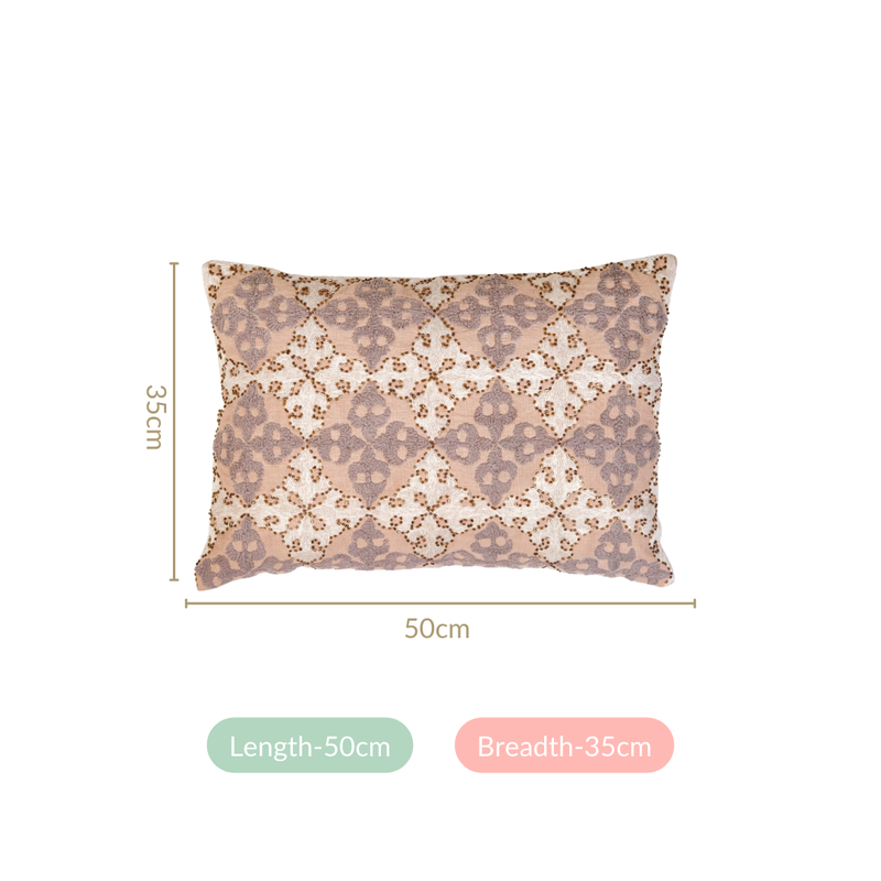 Fleur De Lis Embroidered Cushion Cover 20x14 Inch