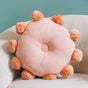 Light Peach Firm Sofa Cushion With Pom Poms 17x17 Inch