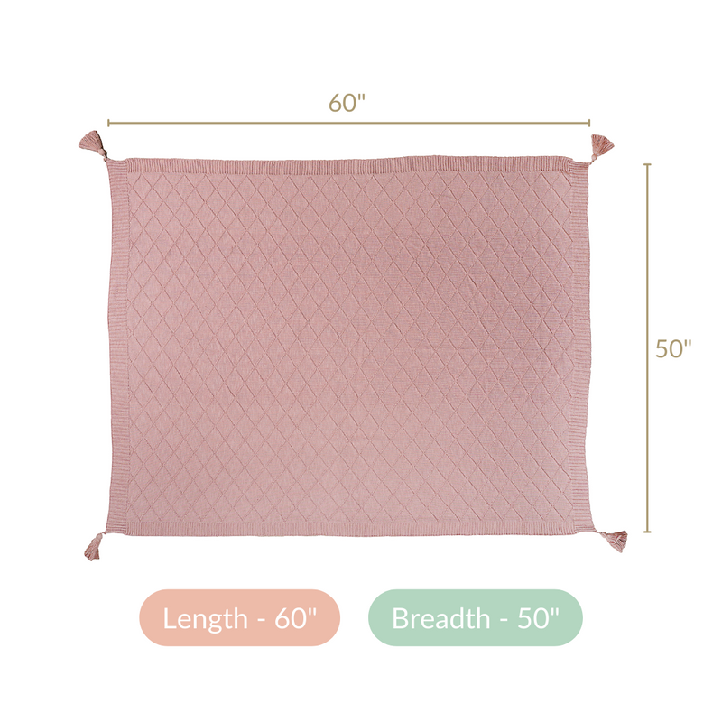 Pastel Pink Diamond Knit Throw For Couch