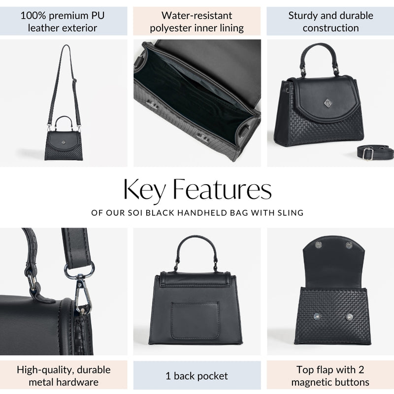 Soi Black Handheld Bag With Sling
