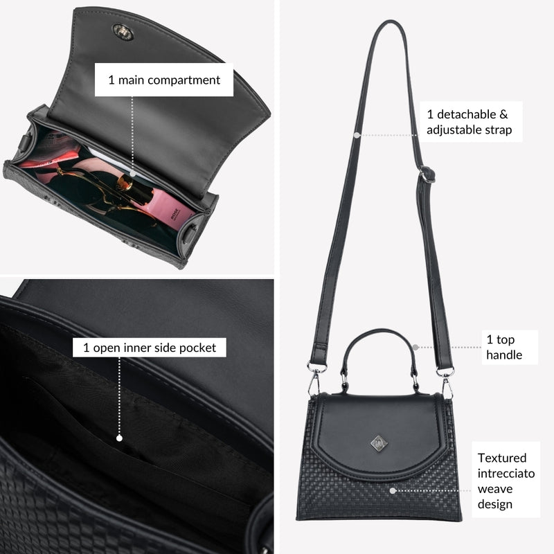 Soi Black Handheld Bag With Sling