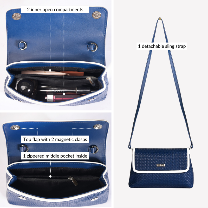 Soi Lattice Navy Blue Sling Bag