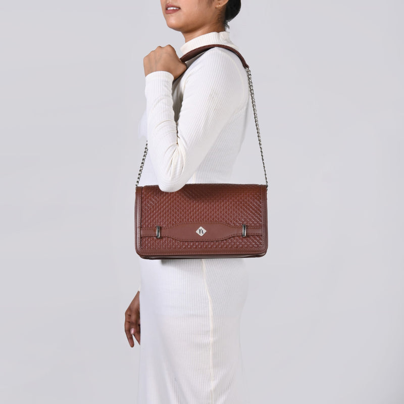 Soi Tresse Brown Sling Bag For Women
