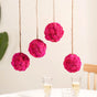 Sola Floral Ball Hanging Decor Set of 4 Magenta Pink