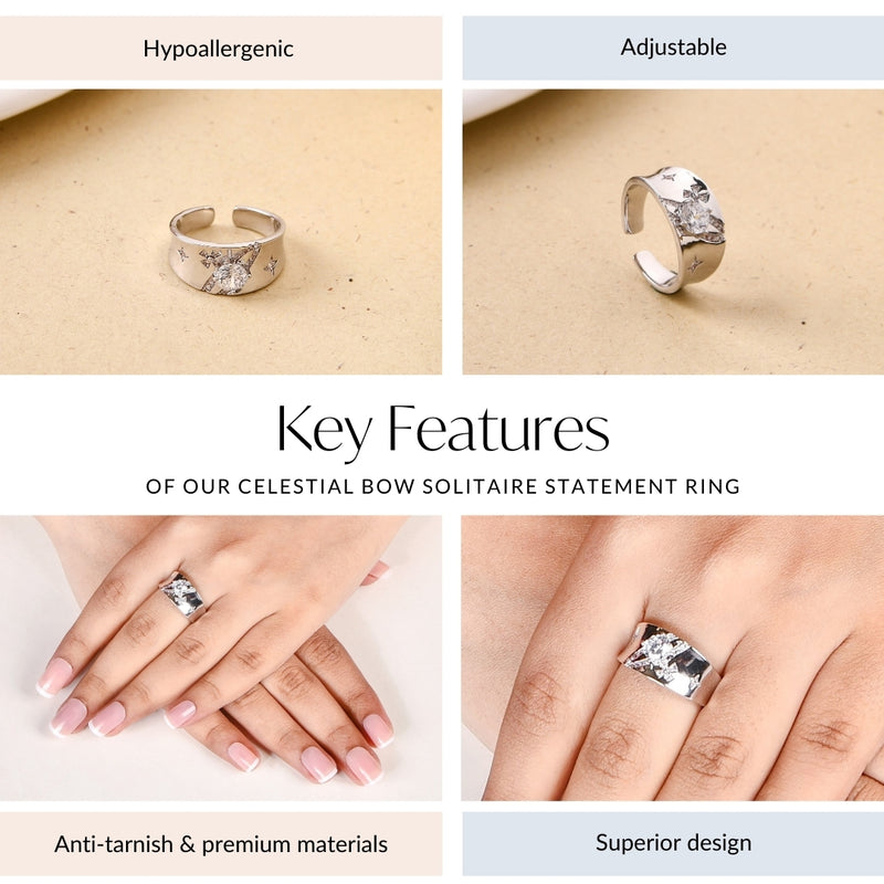 Celestial Bow Solitaire Statement Ring
