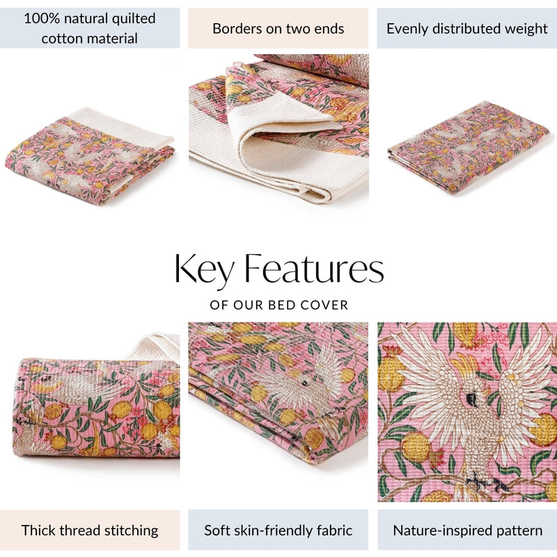 Songbird Quilted Cotton Quilted Bedcover 250x220cm