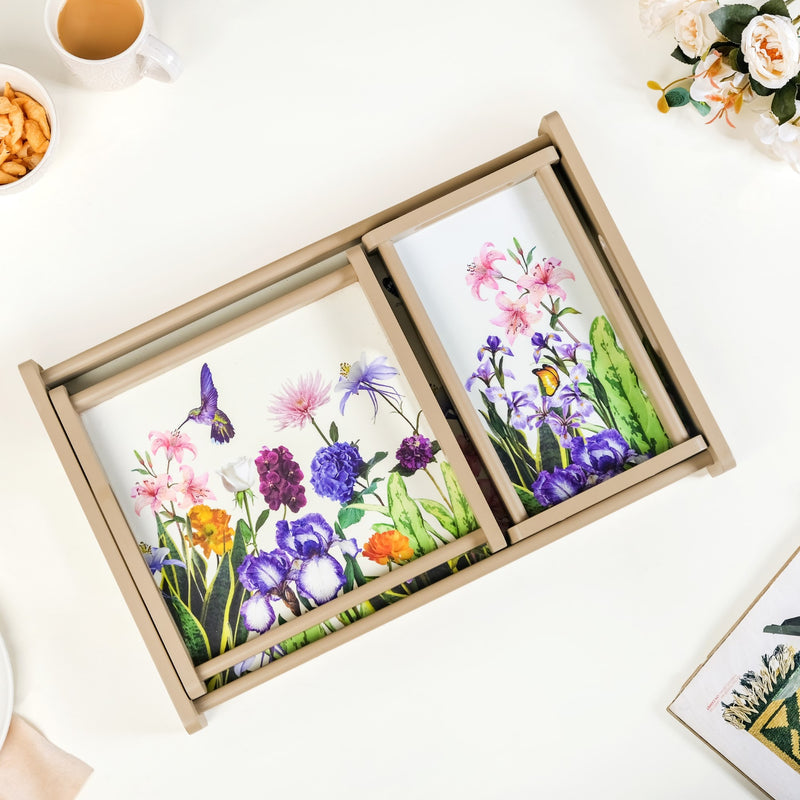 Spring Garden Nested Serving Tray Set Of 3