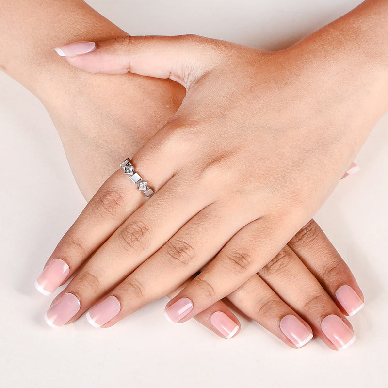 Squared In Sparkle Silver Ring