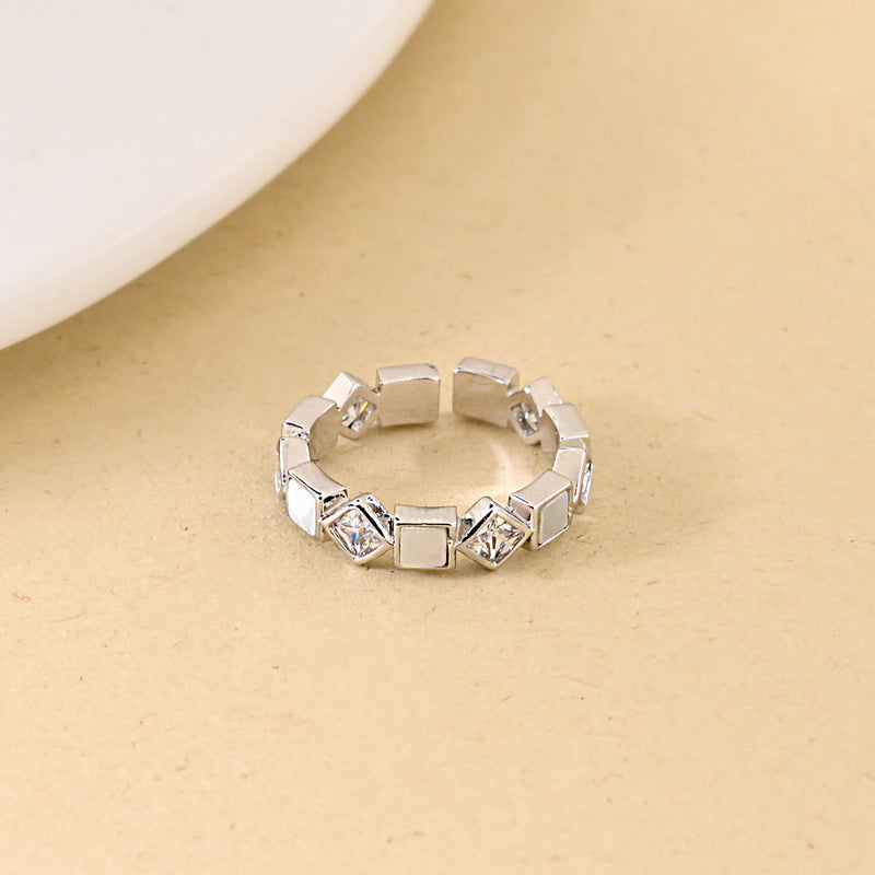 Squared In Sparkle Silver Ring