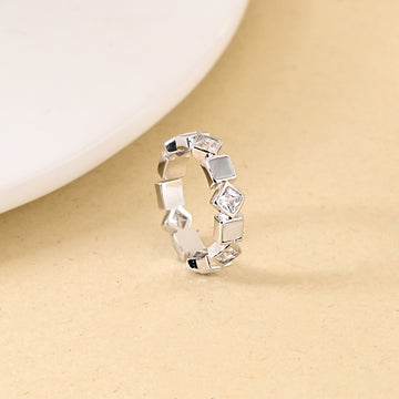 Squared In Sparkle Silver Ring