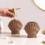 Coastal Shell Stoneware Bath Set Of 2 Brown