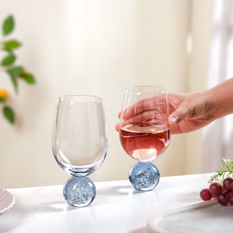 Sphere Wine Glass Set Of 2 400ml Blue