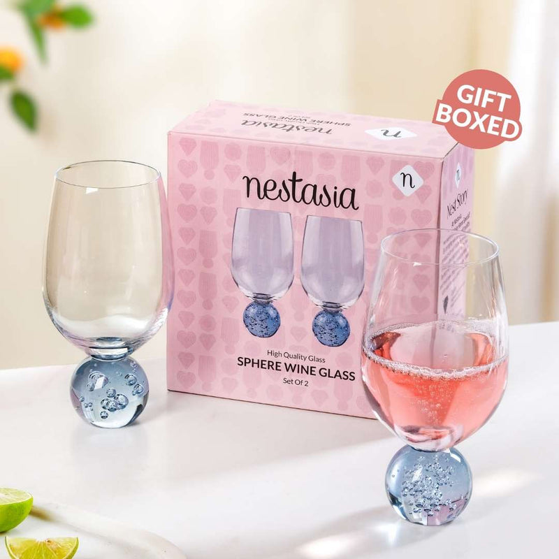 Sphere Wine Glass Set Of 2 400ml Blue