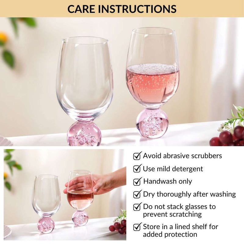 Sphere Wine Glass Set Of 2 400ml Pink