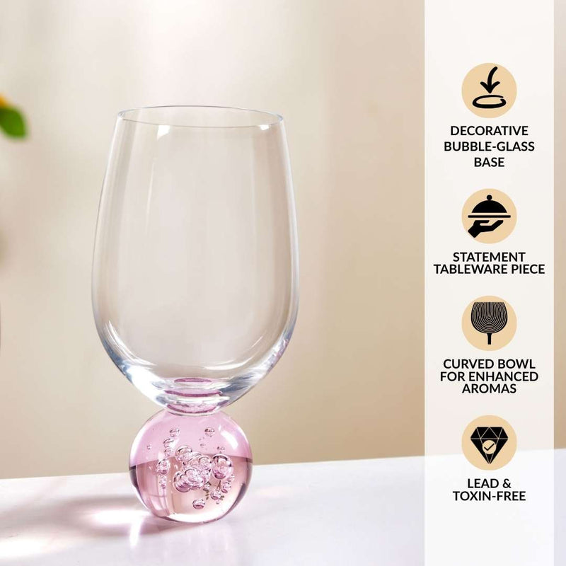 Sphere Wine Glass Set Of 2 400ml Pink