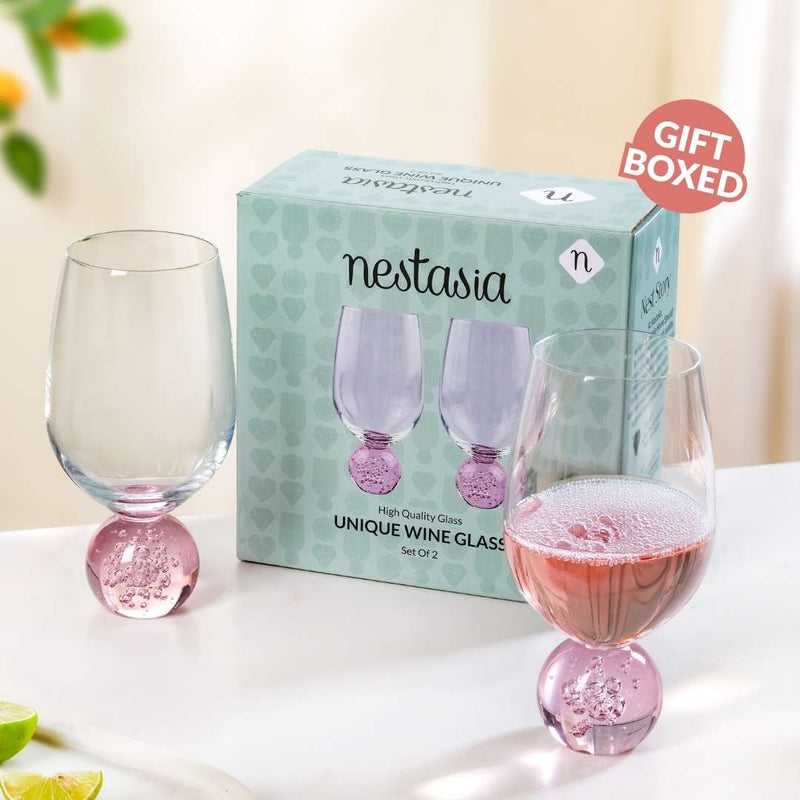 Sphere Wine Glass Set Of 2 400ml Pink