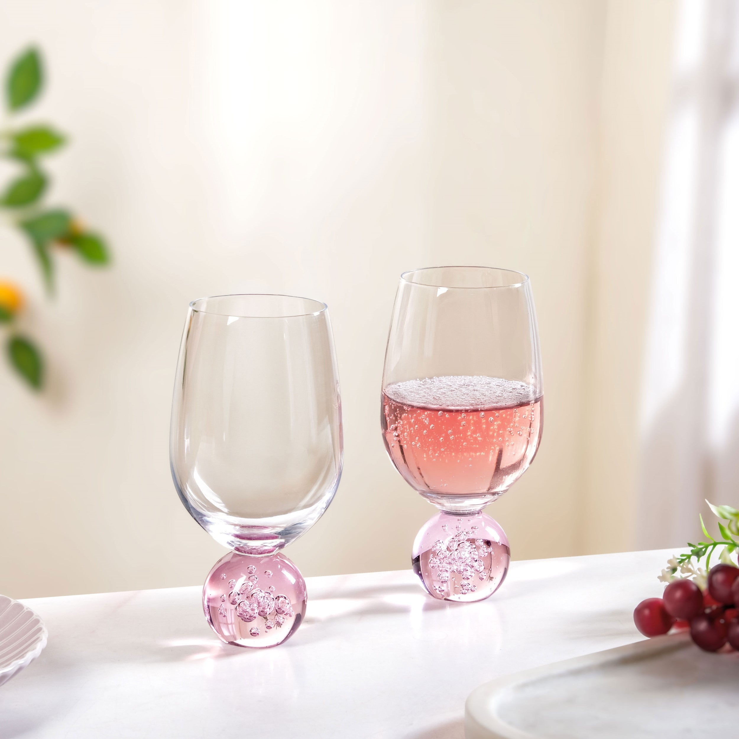 Sphere Wine Glass Set Of 2 400ml Pink
