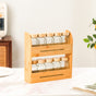 Set Of 10 Glass Jars With Wooden Storage Rack For Kitchen