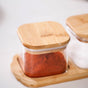 Set Of 3 Borosilicate Glass Spice Jars With Tray