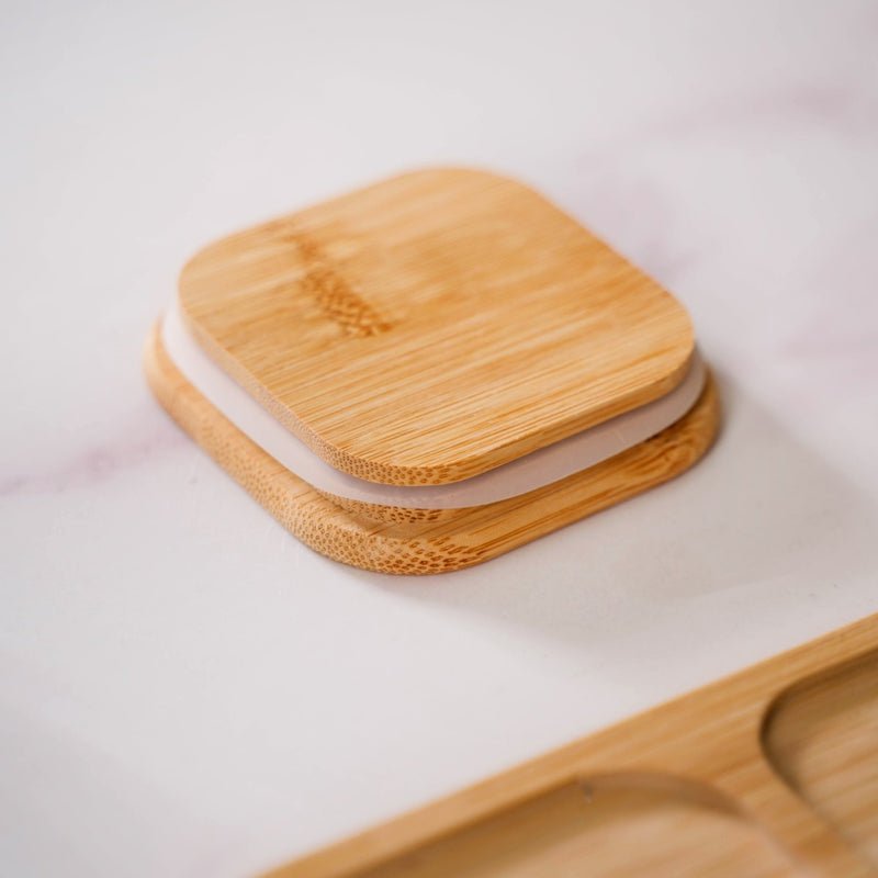 Set Of 3 Borosilicate Glass Spice Jars With Tray