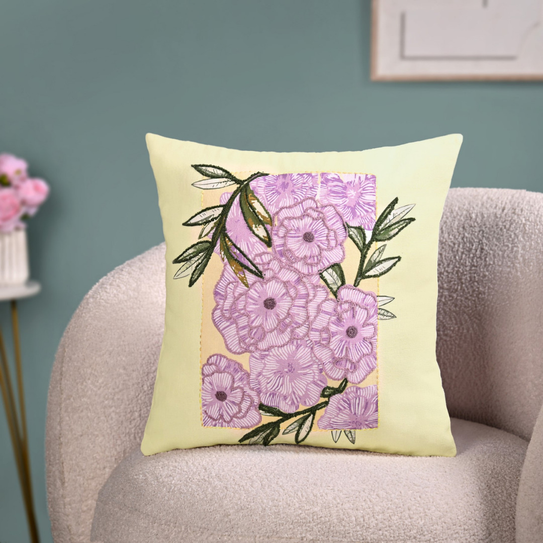 Spring Bloom Highlight Embroidered Cushion Cover 40x40cm