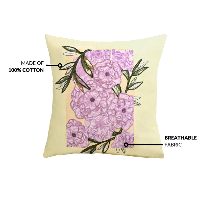Spring Bloom Highlight Embroidered Cushion Cover 40x40cm