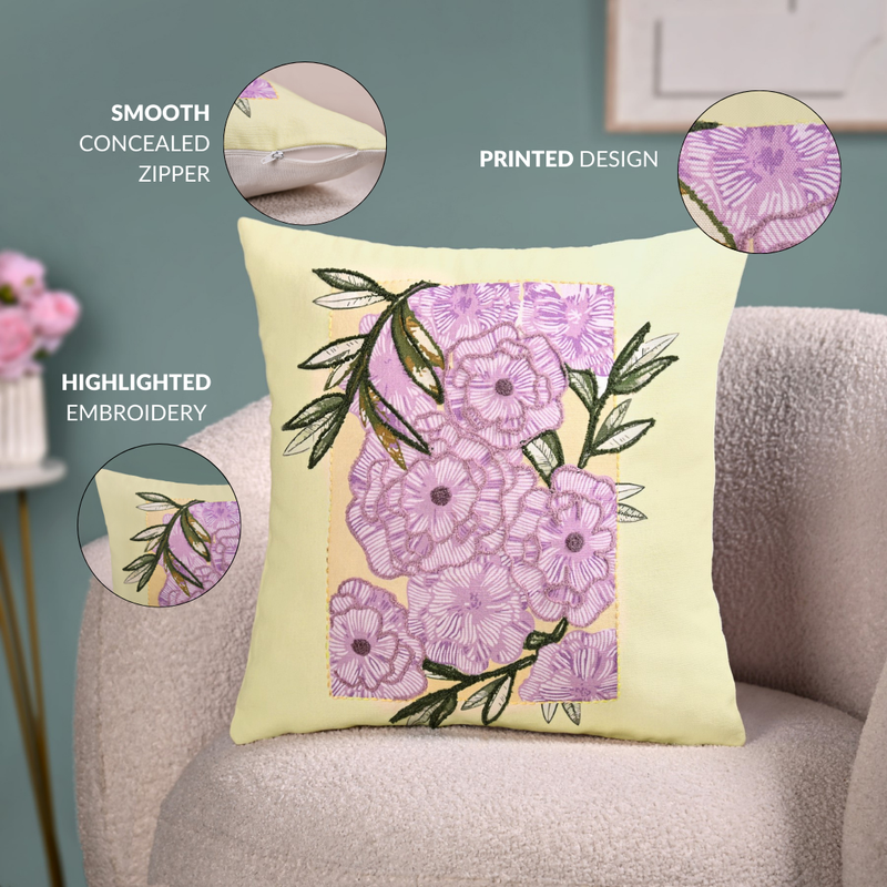 Spring Bloom Highlight Embroidered Cushion Cover 40x40cm