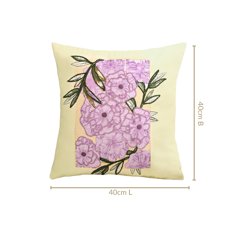 Spring Bloom Highlight Embroidered Cushion Cover 40x40cm