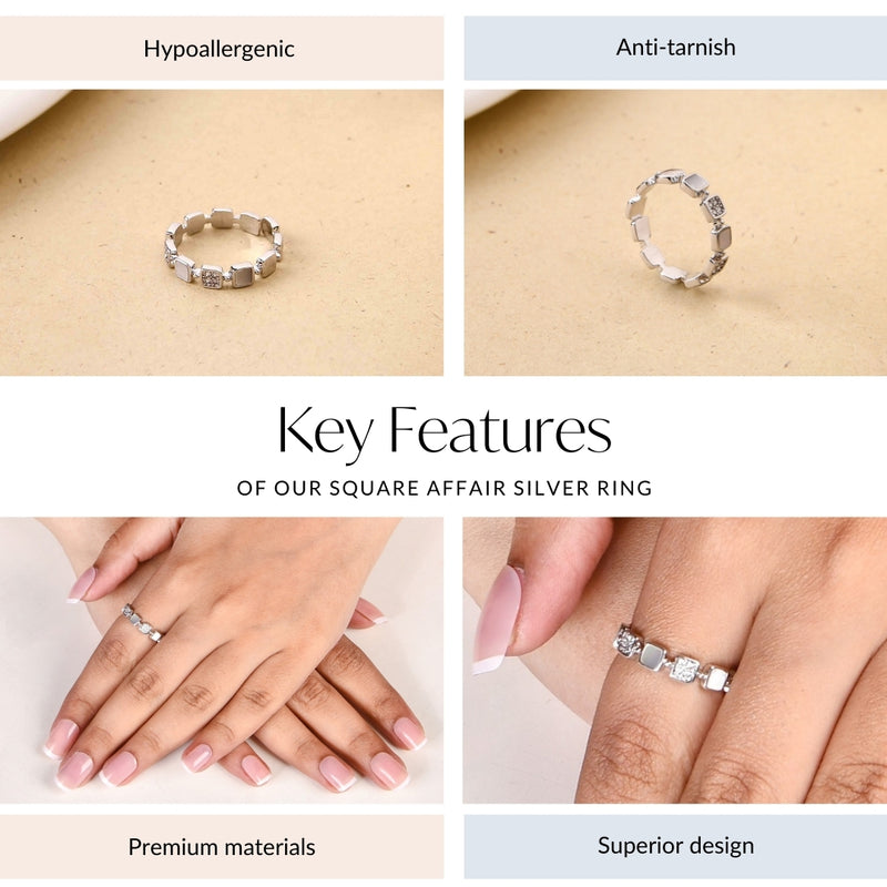 Square Affair Silver Ring