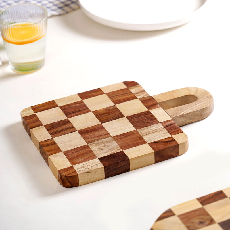 Square Checkered Indian Rosewood Serving Platter