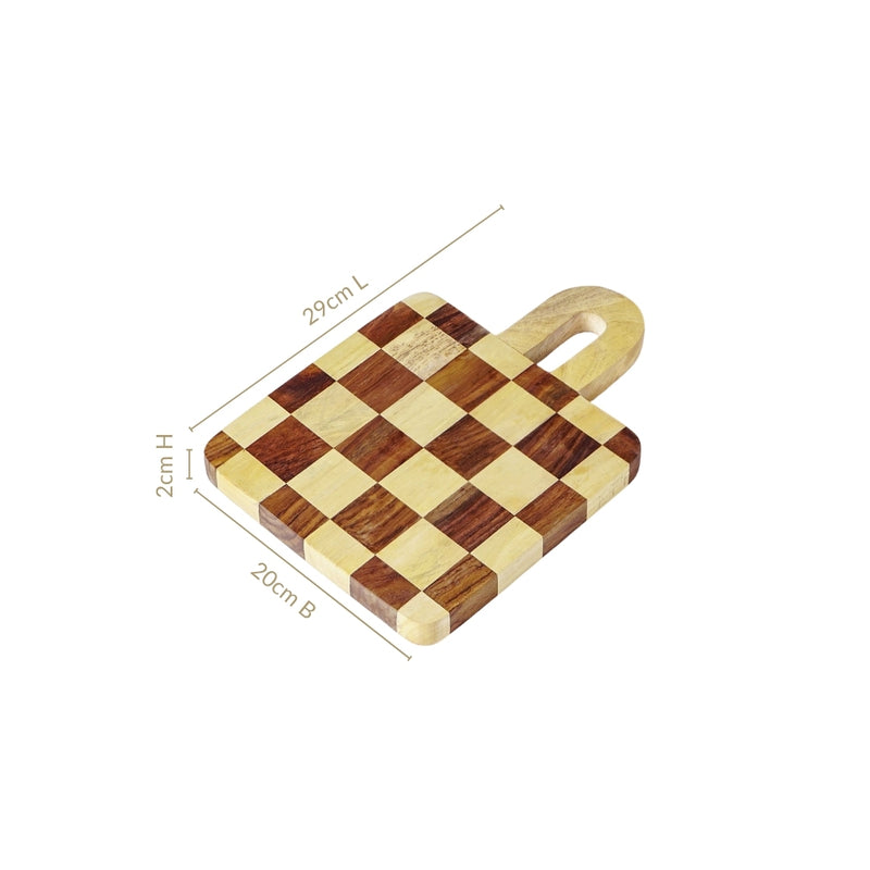 Square Checkered Indian Rosewood Serving Platter