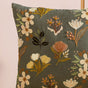 Olive Green Floral Embroidered Cotton Cushion Cover 40x40cm
