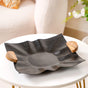 Ruffled Design Solid Black Decorative Tray 12x11 Inch