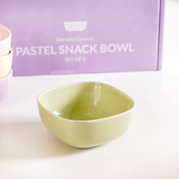 Pastel Square Ceramic Snack Bowl Set Of 4 200ml