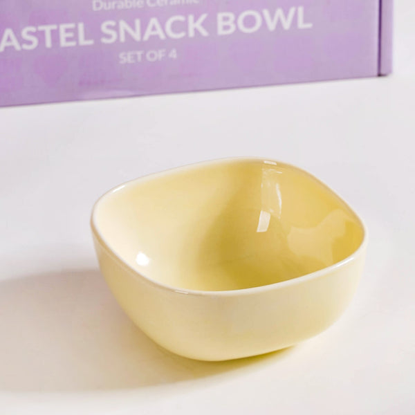 Pastel Square Ceramic Snack Bowl Set Of 4 200ml