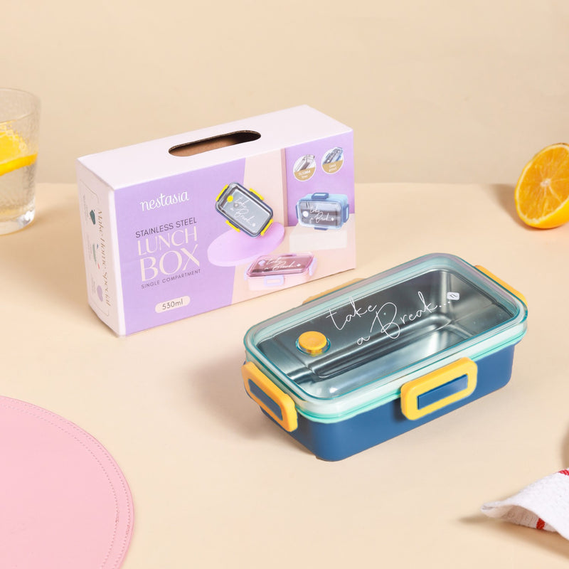 Leak-Proof Stainless Steel Tiffin Box Small Blue 530ml